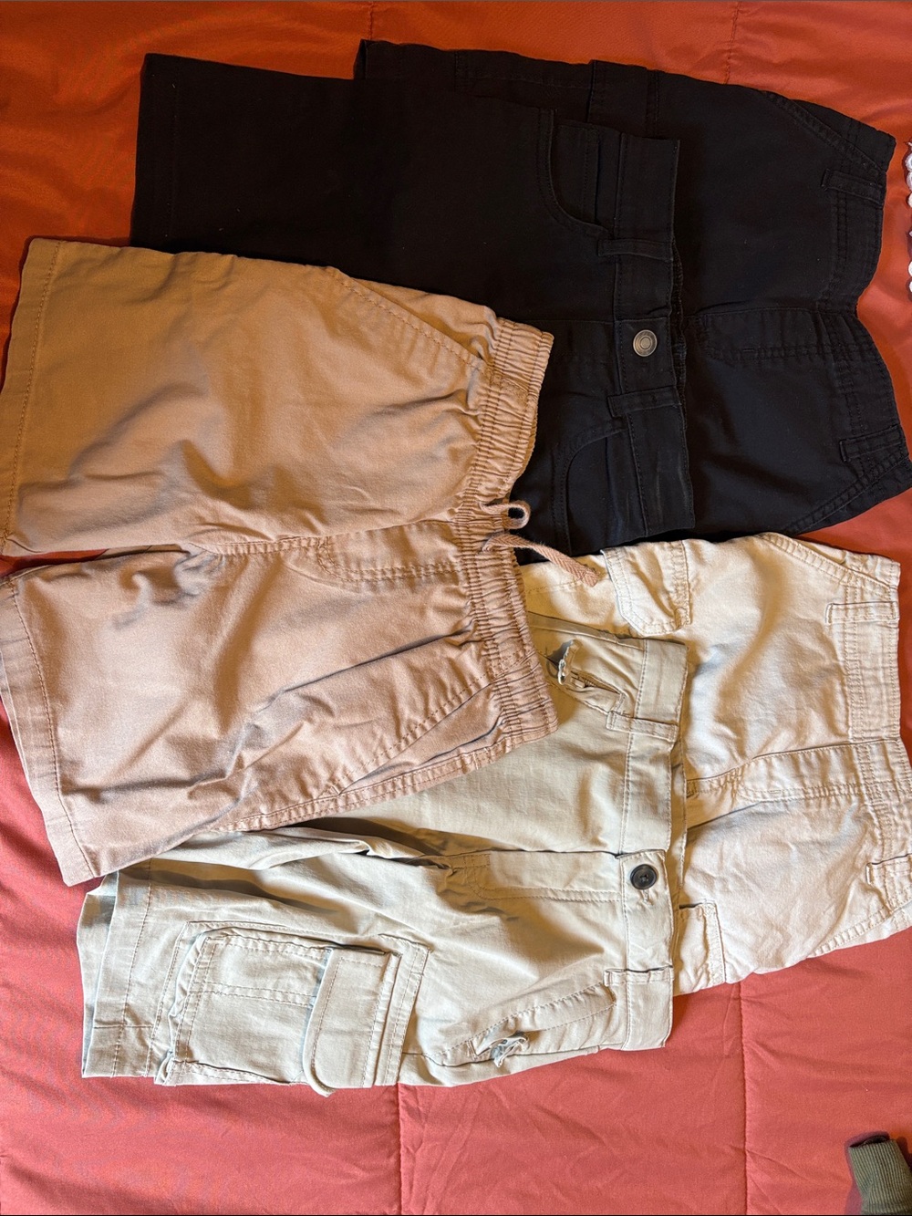 5 Mixed Shorts Bundle - Black + Khaki + Tan size 6-7